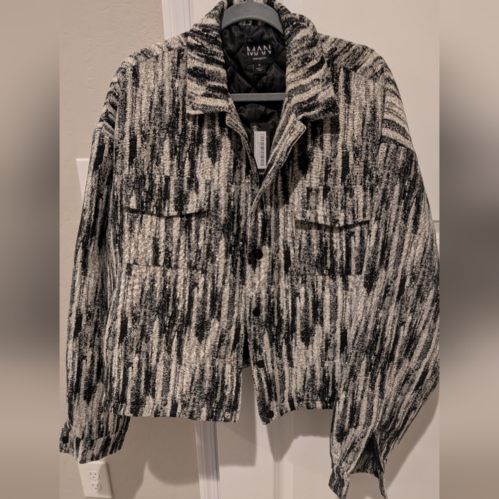 BoohooMAN Monochrome Textured Jacket